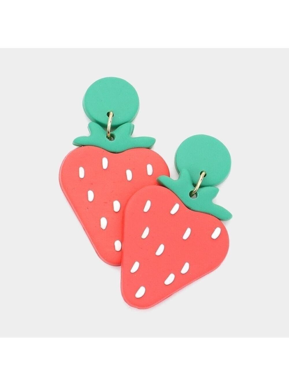 NEW Red Strawberry Polymer Clay Dangle Earrings